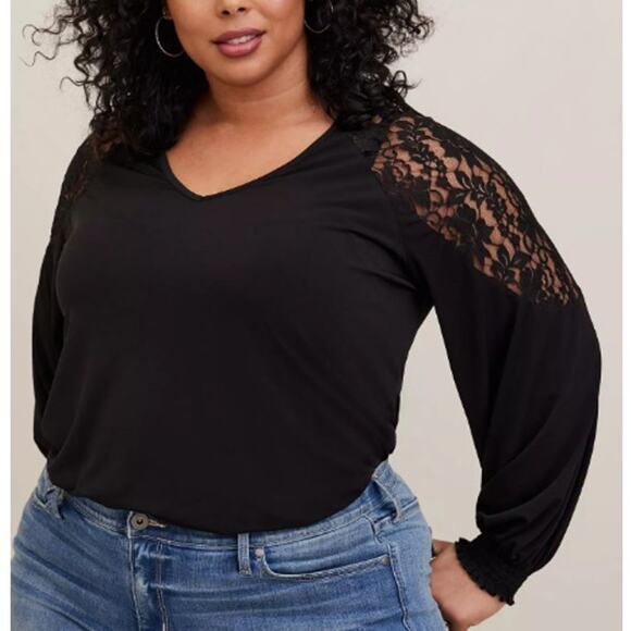 torrid Tops - Torrid Womens Lace Shoulder Top Plus Size 4X Whimsygoth Stretch WItchy Vamp